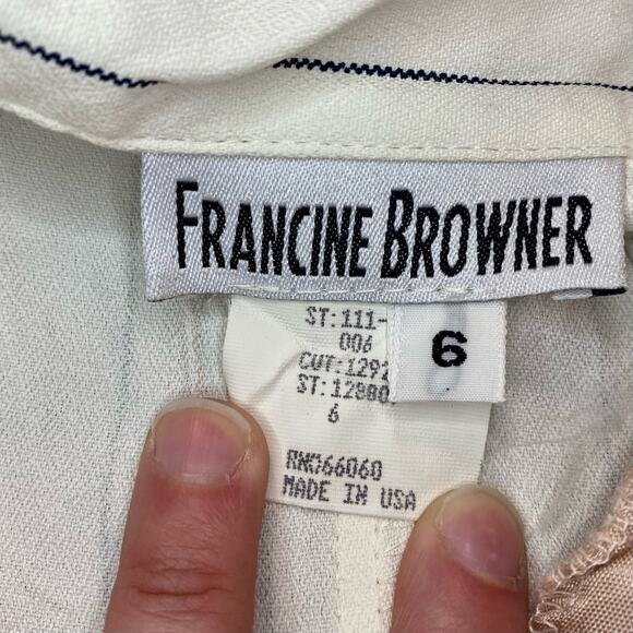 Francine Browner Vintage White Stripe Oversized Blazer Womens 6 - Picture 12 of 15